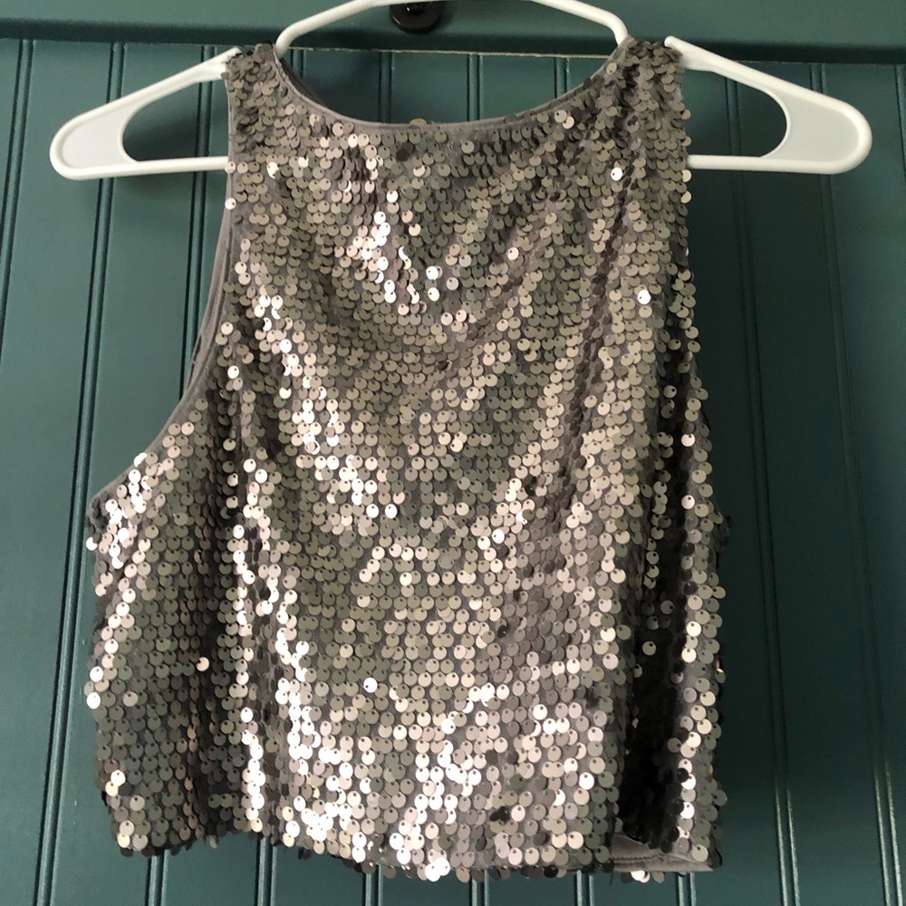 Silver Sequins Crop Top